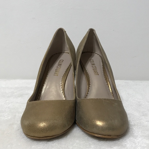 Colin Stuart Gold Leather Wedge Size 9 399 - Picture 2 of 13